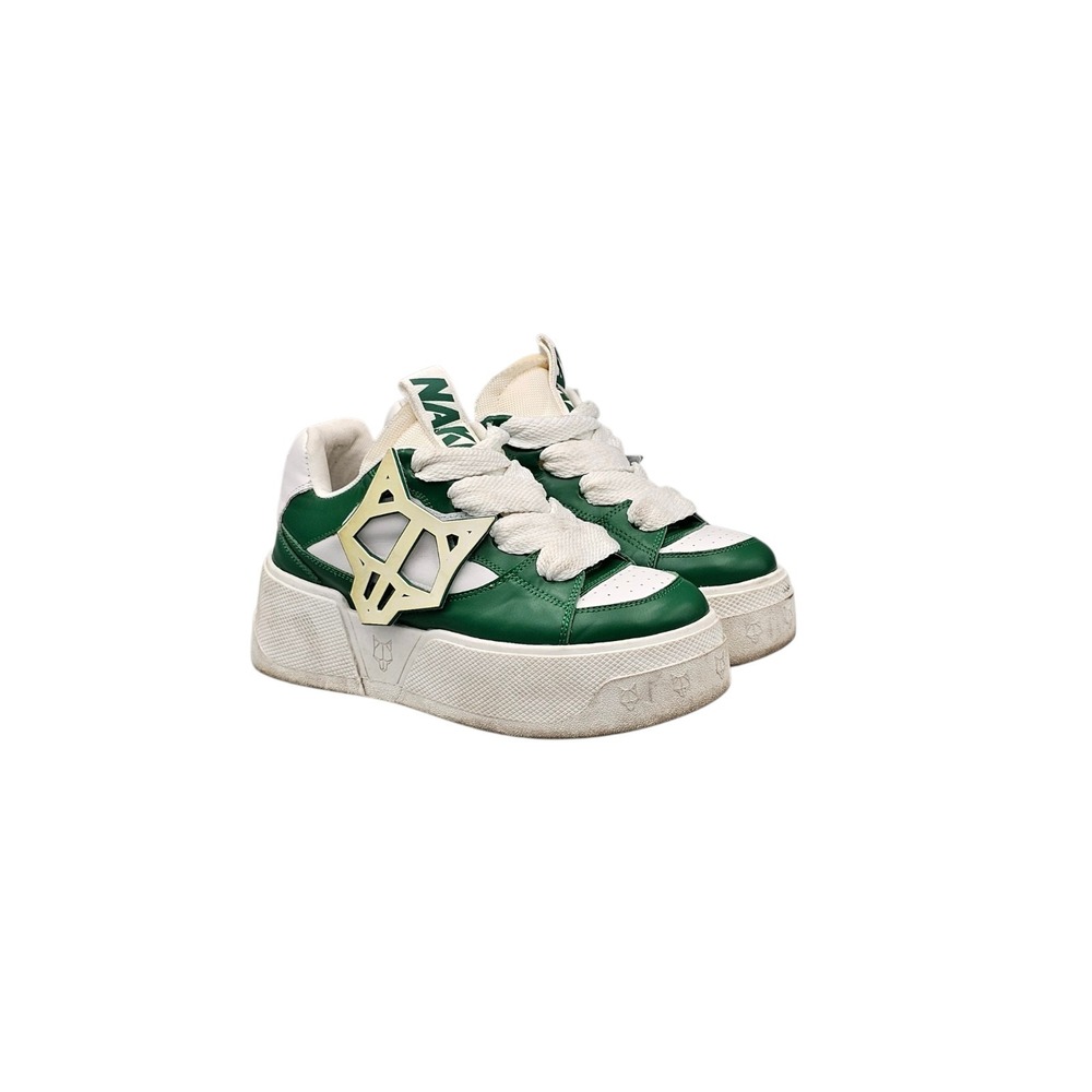 Naked Wolfe Women's Size 6 US Kosa Green & White Platform Sneakers Shoes READ